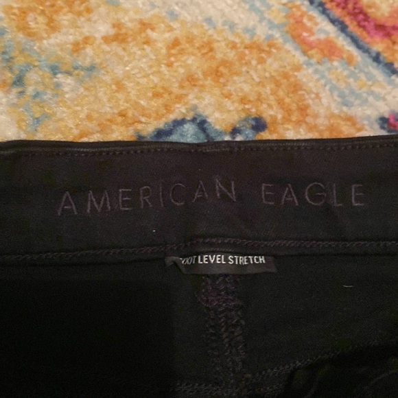 AE Black Denim Button High Rise Flares - Picture 3 of 5